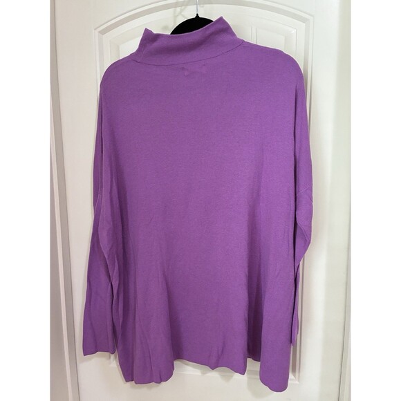 Lou & Grey Mock Neck Drop Sleeve PURPLE Sweater Women's LARGE Oversized NWT - Picture 2 of 2